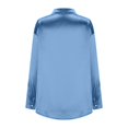 thumbnail image 6 of TKLPEHG Long Sleeve Tops for Women Lapel Button Satin Shirt Lightweight Loose Fall Tops Fashion Solid Color Casual Comfy Blouses Pullover (Blue,XL), 6 of 8