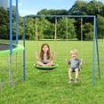 thumbnail image 3 of 12FT Trampoline with Slide, Swings, SEGMART Recreational Trampoline with Basketball Hoop and Ladder, Heavy Duty Outdoor Backyard Trampoline with Net for Kids and Adults, Green, 3 of 11