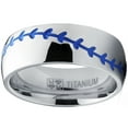 thumbnail image 3 of Metal Masters Mens Baseball Titanium Ring Red Stitching Dome Comfort-Fit 8mm, 3 of 6