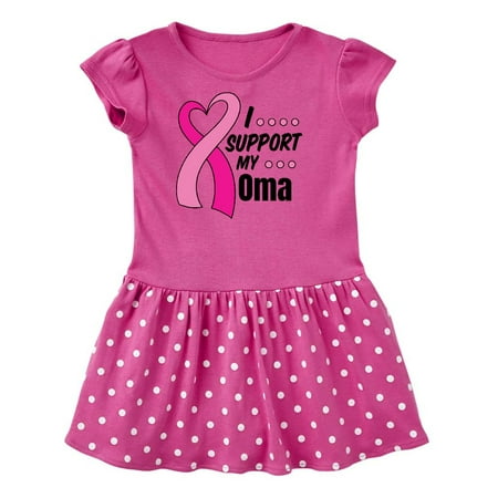 

Inktastic Breast Cancer Awareness I Support My Oma with Pink Ribbon Gift Toddler Girl Dress