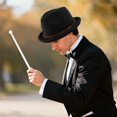 thumbnail image 2 of Byfri Black Classic Wool Bowler Hat, Victorian Style Round Top Cap for Themed Events, Black 56-58cm, 2 of 7