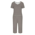 thumbnail image 3 of GERsome Pajamas for Women Short Sleeve Pj Sets Pullover Tops & Capri Pants 2 Piece Sleepwear Loungewear S-2XL (Gray,L), 3 of 5