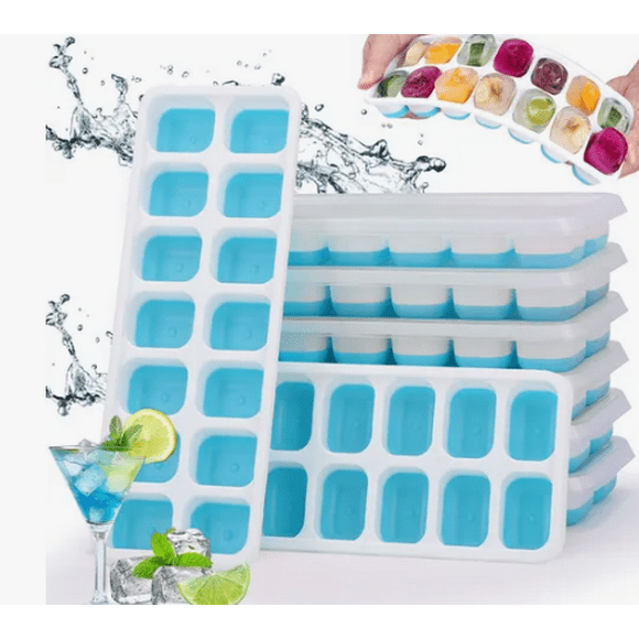8pcs Xtellar Moldes Para Hielos Silicona Cubos Suave Tapas Bandeja Color Azul