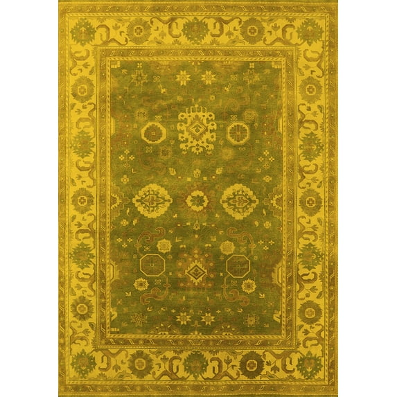 Ahgly Company Indoor Rectangle Oriental Yellow Traditional Area Rugs, 2' x 5'