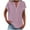 Pink, variant on Cmfcve Women's Summer Plus Size Tee Shirt V-Neck Short Sleeve Business Work Tops Classic Button Stripe Gauze Blouses