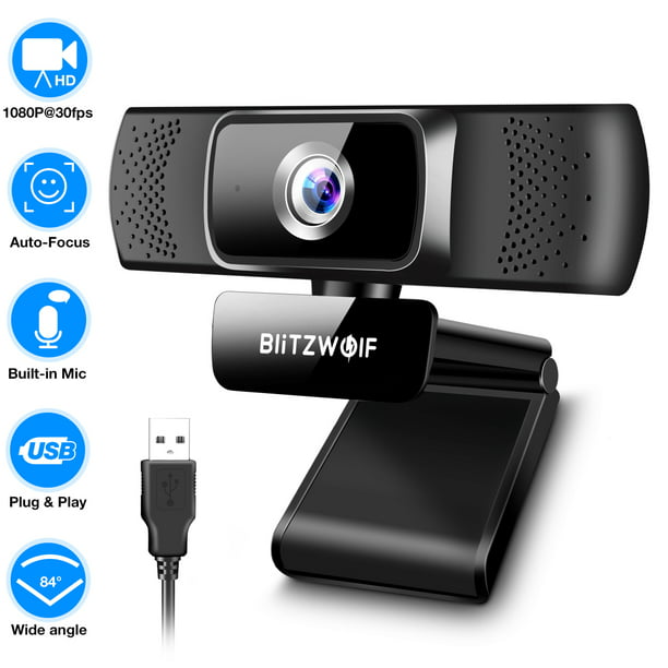 Blitzwolf 1080P USB Webcam, Auto Focus Web for PC, Computer Camera with Microphone for Laptop Desktop Windows Video Calling - Walmart.com
