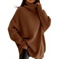 thumbnail image 2 of Autumn Winter Women's Casual Loose Knit Top Turtleneck Oversized Bat Sleeves Thick Pullover, 2 of 5