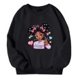 thumbnail image 2 of SonxaHe Toddler Girl Sweatshirts Cartoon Prints Long Sleeve Oversized Outerwear Autumn Winter Sweatshirt Black,Sized 3-4, 2 of 5