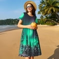 thumbnail image 4 of Easygdp Northern Lights 2 para Vestido Transpirable de Mujer, Vestido Suelto de Manga Corta con Pliegues y Bolsillos para el Verano, 4 of 6