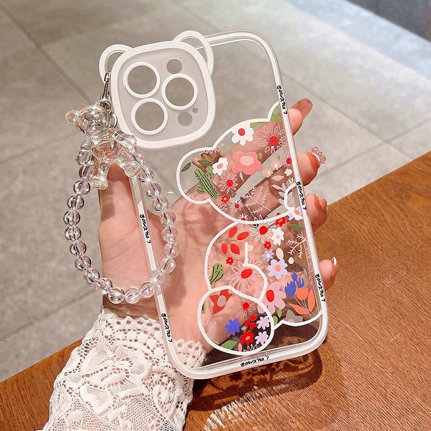 Compatible for iPhone 13 Pro Max Cute Clear Case, Cute Flowers