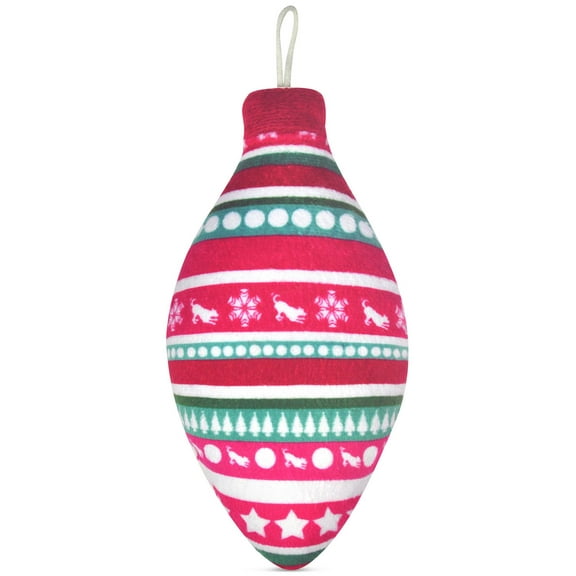 P.l.a.y. Plush Holiday Ornament Dog Toy, Red, 3.8″x 1.8″ x 7.3″