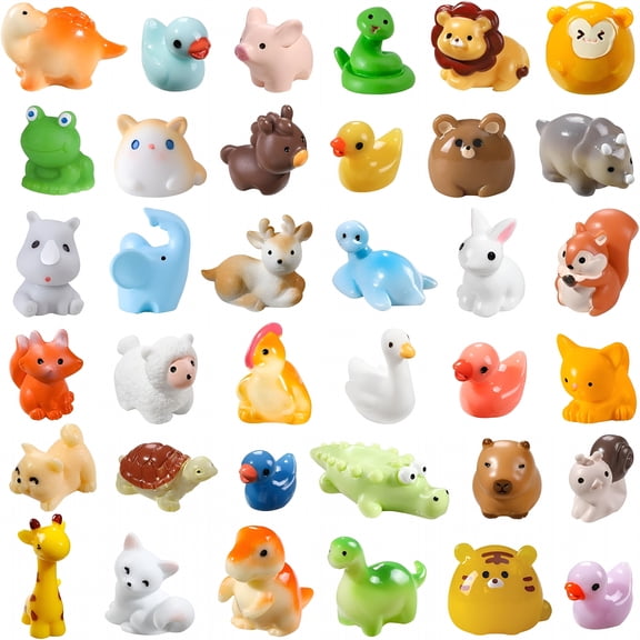 CYFW 40pcs Mini Resin Animal 40 Styles Tiny Resin Animals Miniature Little Small Animal Figures Bulk for Micro Fairy Garden Landscape Accessories Dollhouse Hide Crafts Decor Aquarium Toys