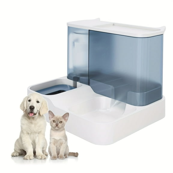2-in-1 Automatic Pet Food Feeder and Water Dispenser, Gravity Design for Cats and Small Animals (Blue) best gift for your family