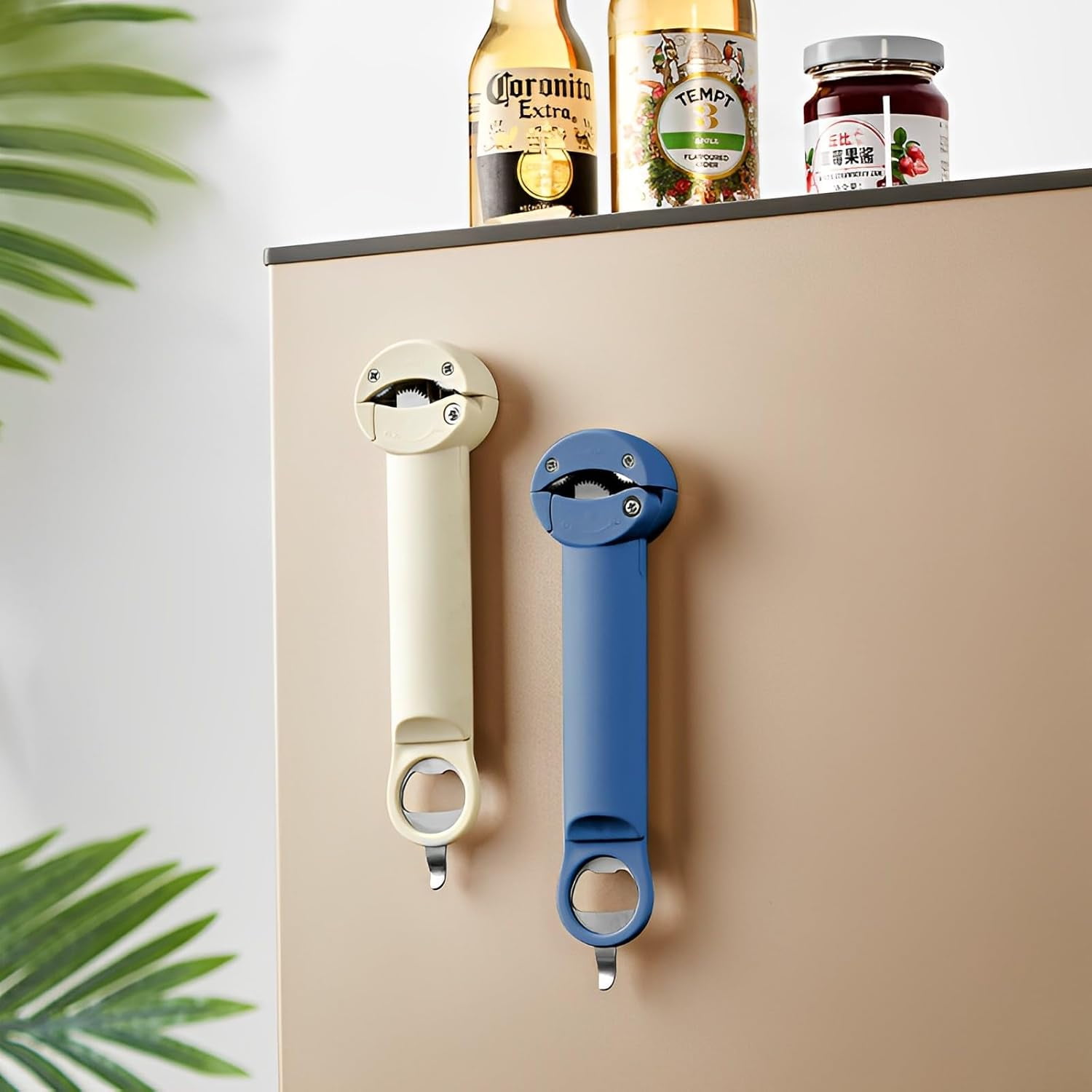 FRKSMD-Multifunctional Bottle Opener Jar Opener, Adjustable Can Opener for Bottles Beer and Easy-open Can, Multi Kitchen Cap Remover (Blue)