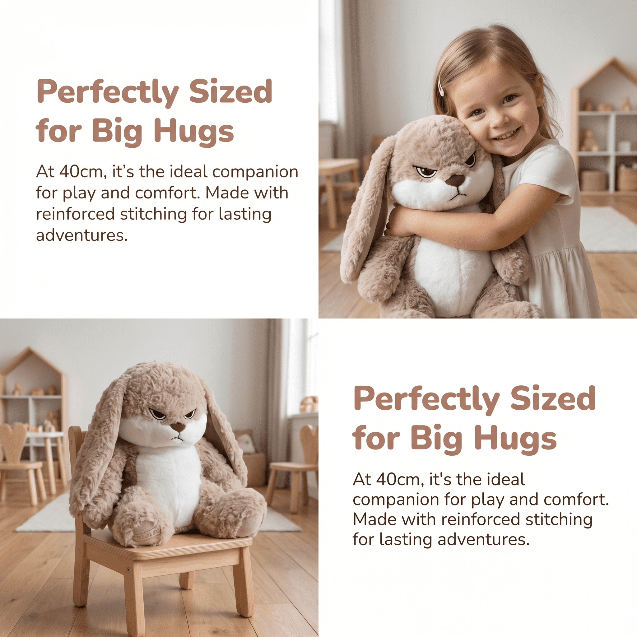 Grumpy Bunny Plush Toy, Angry Lop-eared Rabbit Stuffed Animal, Soft Moody Cuddle Buddy for Kids Adults, Perfect Stress Relief Birthday Gift