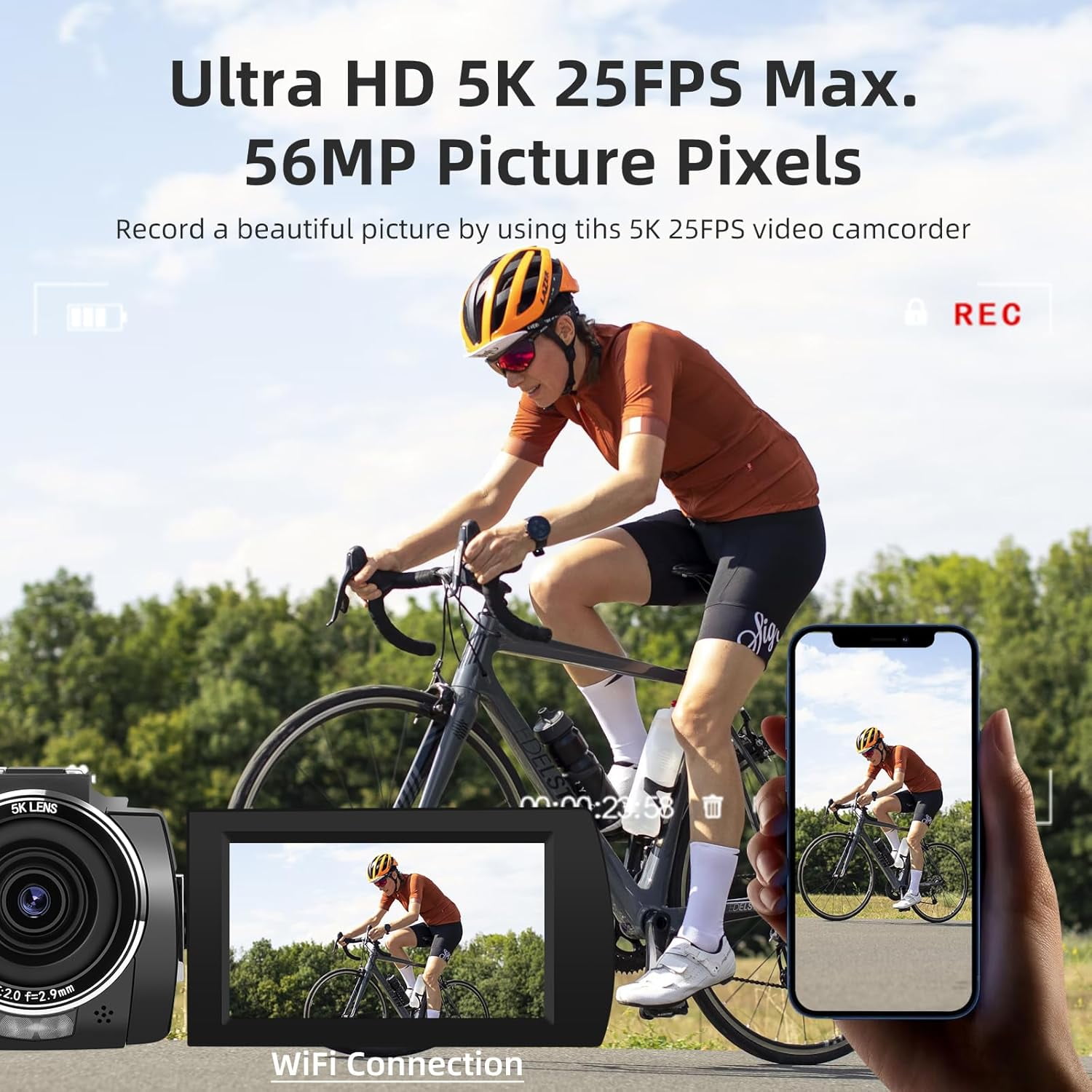 ORDRO 5K Video Camera Camcorder 56MP IR Night Vision Vlogging Camera 18X Digital Zoom + Wide Angle