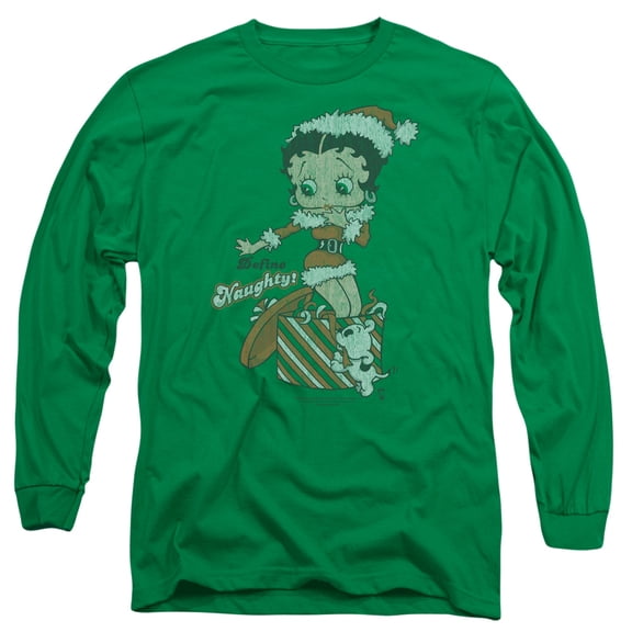 Betty Boop Define Naughty Long Sleeve T-Shirt Adult 18/1 Kelly Green