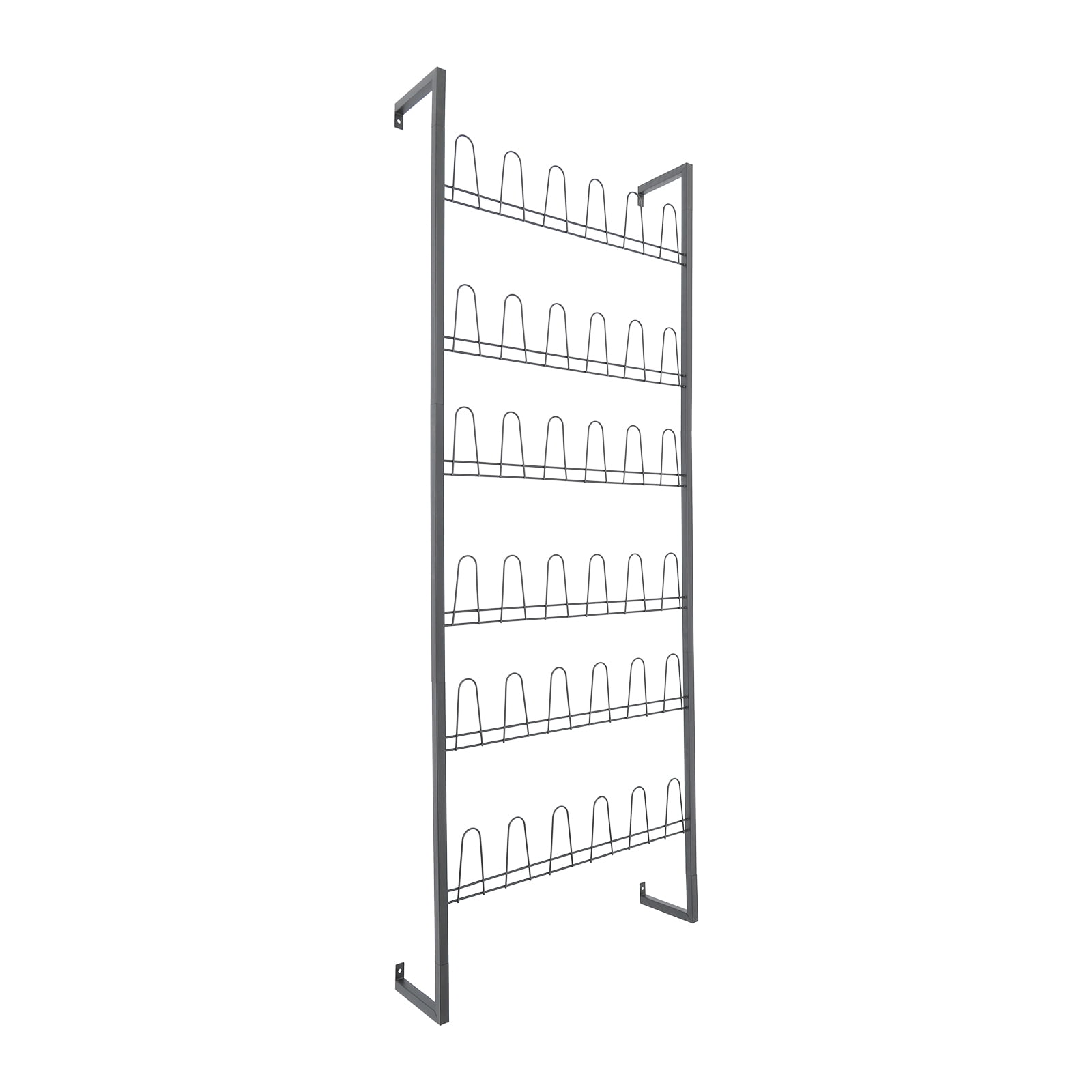 6 Tiers Metal Shoe Organizer, Wall Mounted Shoe Rack, Metal Hanging Shoe Rack Black