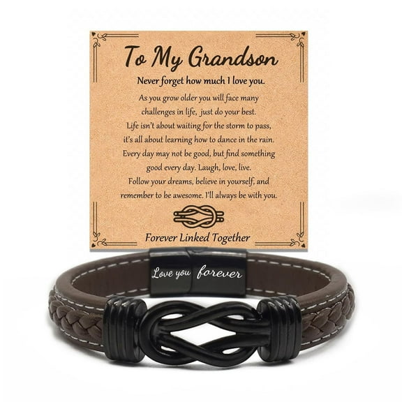 To My Grandson Bracelet, Gifts for Teens Boys Men Inspirational Bracelet for Birthday Confirmation Graduation Back to School Christmas Gifts