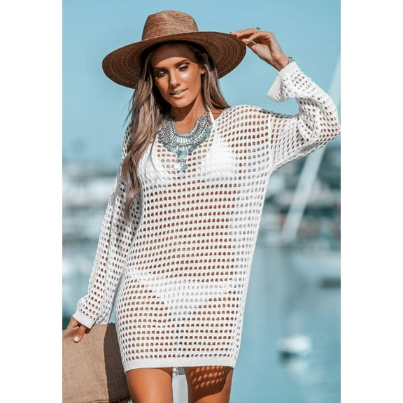 Beach Crochet Cover Ups for Women Sexy Hollow Out Swim Cover Up Knit Summer Outfits