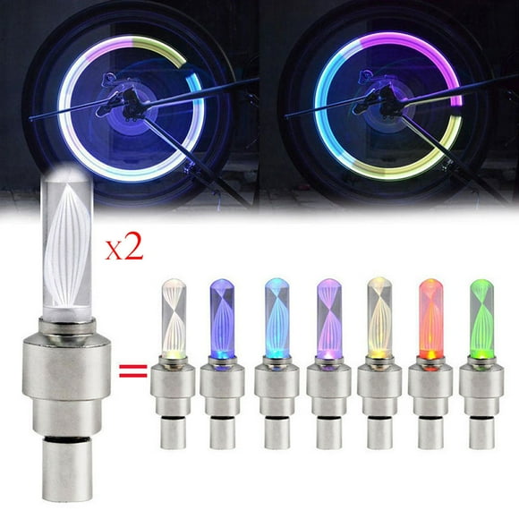 Canada Day Kcavykas Back to School Season,2pcs Bike Car Motorcycle Wheel Tire Tyre Cap Flash LED Light Spoke Lamp