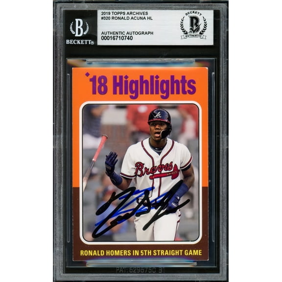 Ronald Acuna Jr. Autographed 2019 Topps Archives Card #320 Atlanta Braves Beckett BAS #16710740