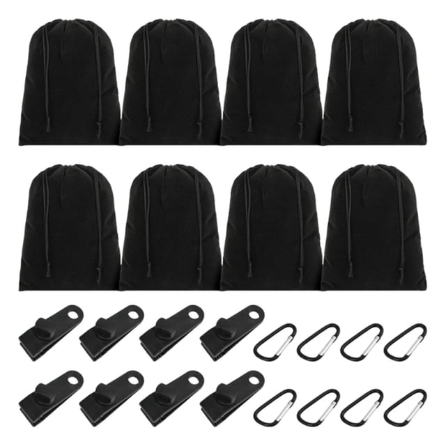 8 bolsas de resistentes al viento, portátiles, resistentes, con clips para , pesas para toldos, cortinas, fijación de carpas y senderismo.