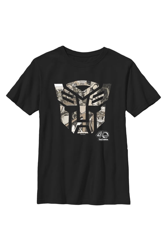 Boy's Transformers Anniversary Comic Logo Graphic T-Shirt