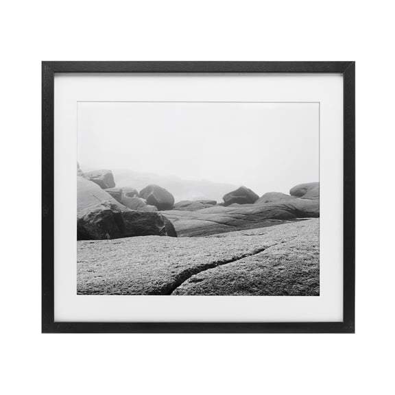 Rocks at Peggy's Cove Black Framed Print Under Glass, design by Clive Branson