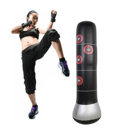 Yosoo  Boxing Sandbags, Inflatable Boxing Punching Kick Training Tumbler Bop Bag MMA Target Bag with Air Inflator Pedal