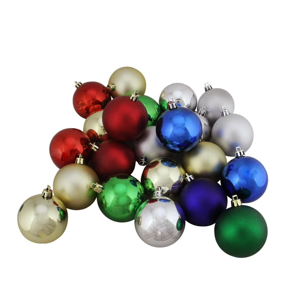32ct Shatterproof Traditional MultiColor Shiny & Matte Christmas Ball