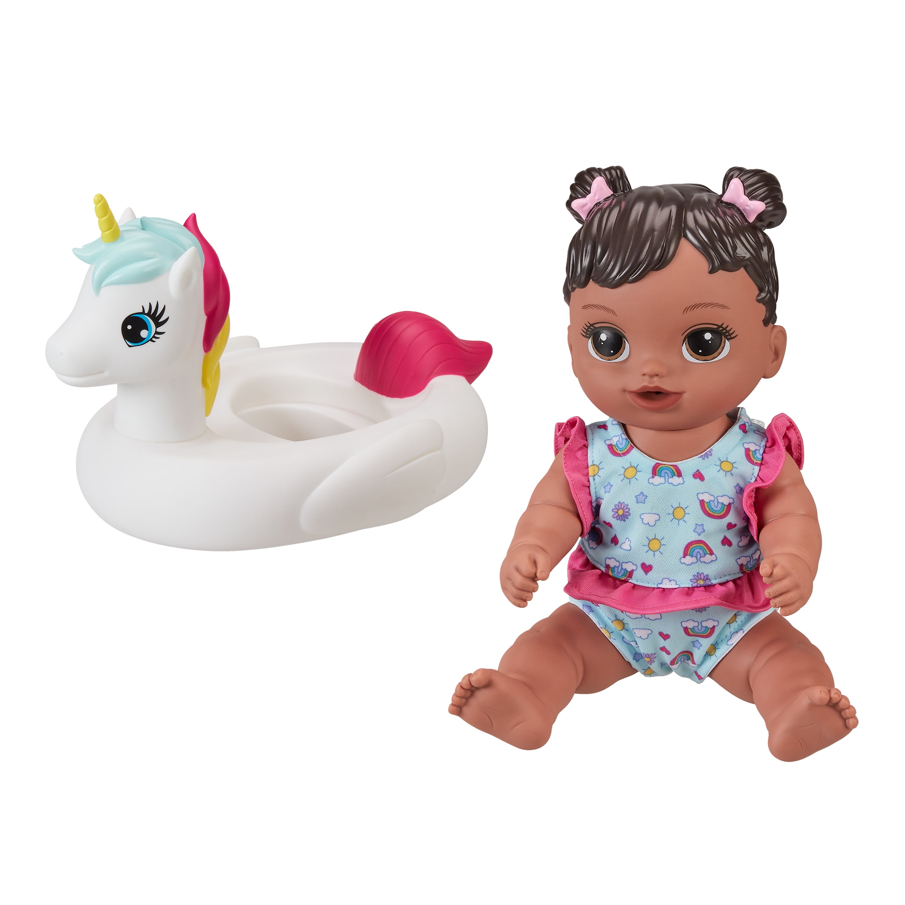 My Sweet Love Soft Baby and Unicorn Floaty Play Set, 2 Pieces, African American