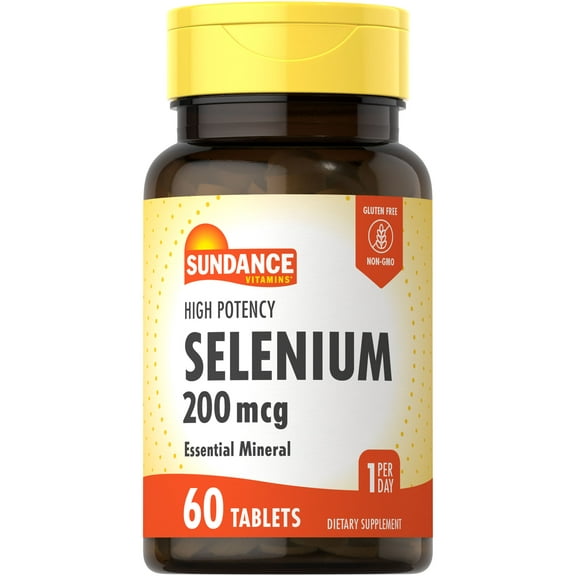 Selenium 200mcg | 60 Tablets | High Potency Formula | Vegetarian, Non-GMO & Gluten Free | by Sundance