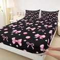 thumbnail image 4 of Erosebridal Cartoon Bow-tie Girls Full Size Sheets, Black Pink Cartoon Bed Sheets, 4 Pieces, 4 of 5