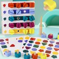 thumbnail image 3 of Tablero de clasificación de apilamiento de habilidades motoras de madera para niños, juego educativo de Aprendizaje Temprano de tuercas, 3 of 8