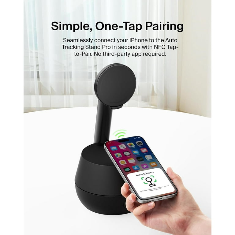 Belkin Wireless Charger Stand, Auto Face Tracking, Apple DockKit Certified, Tripod & MagSafe Compatible, No App Required, 360° Rotation, Influencer Belkin Wireless Charger Stand, Auto Face Tracking, Apple DockKit Certified, Tripod & MagSafe Compatible, No App Required, 360° Rotation, Influencer