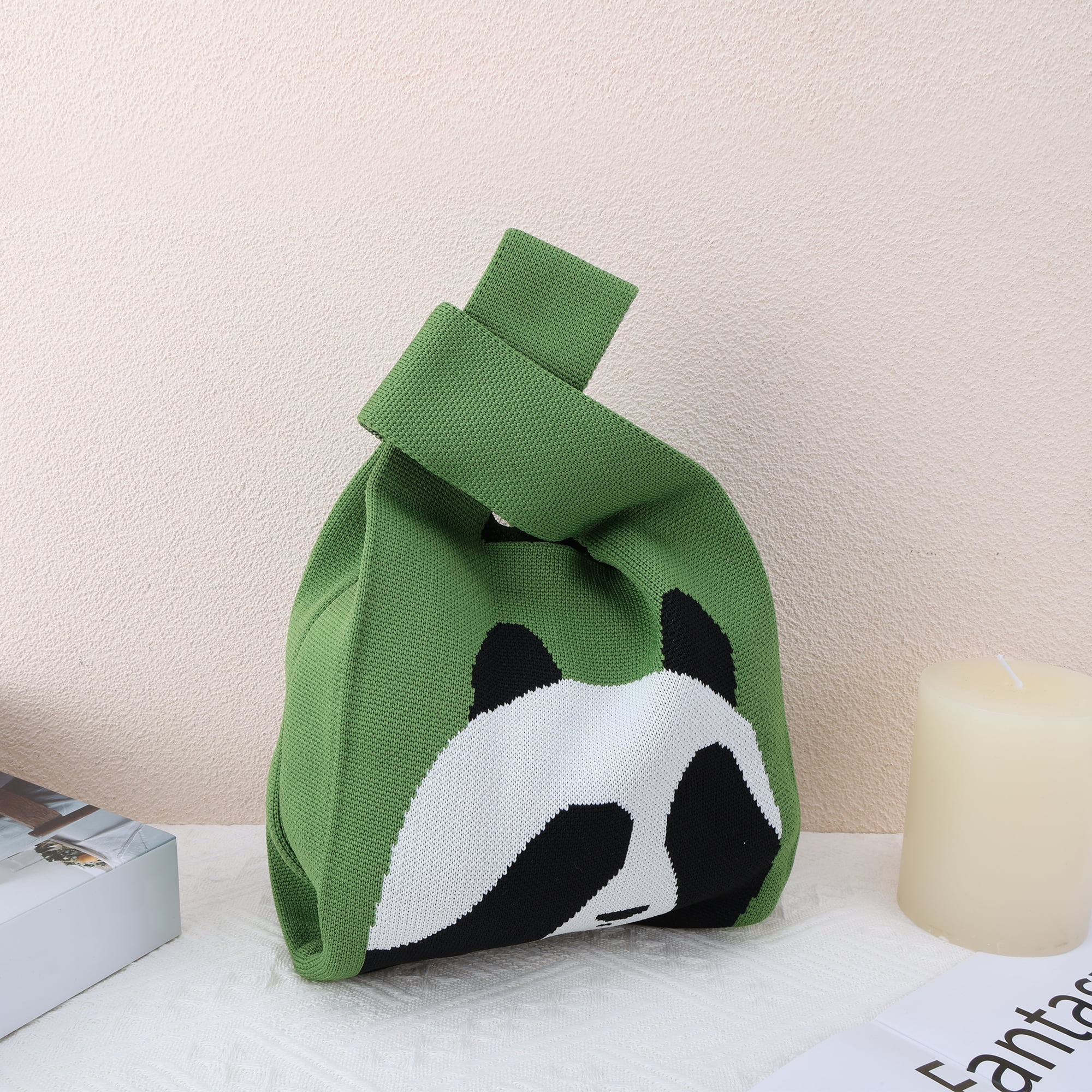 Unique Bargains Cute Animal Knitted Wrist Bag for Stylish and Practical Use Green