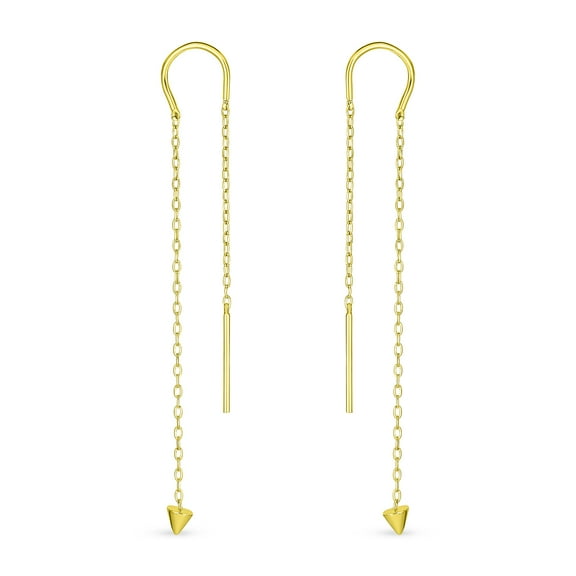 Bling Jewelry Womens Minimalist Dangle Earrings Arrow Spike Tip Gold Plated Sterling Silver