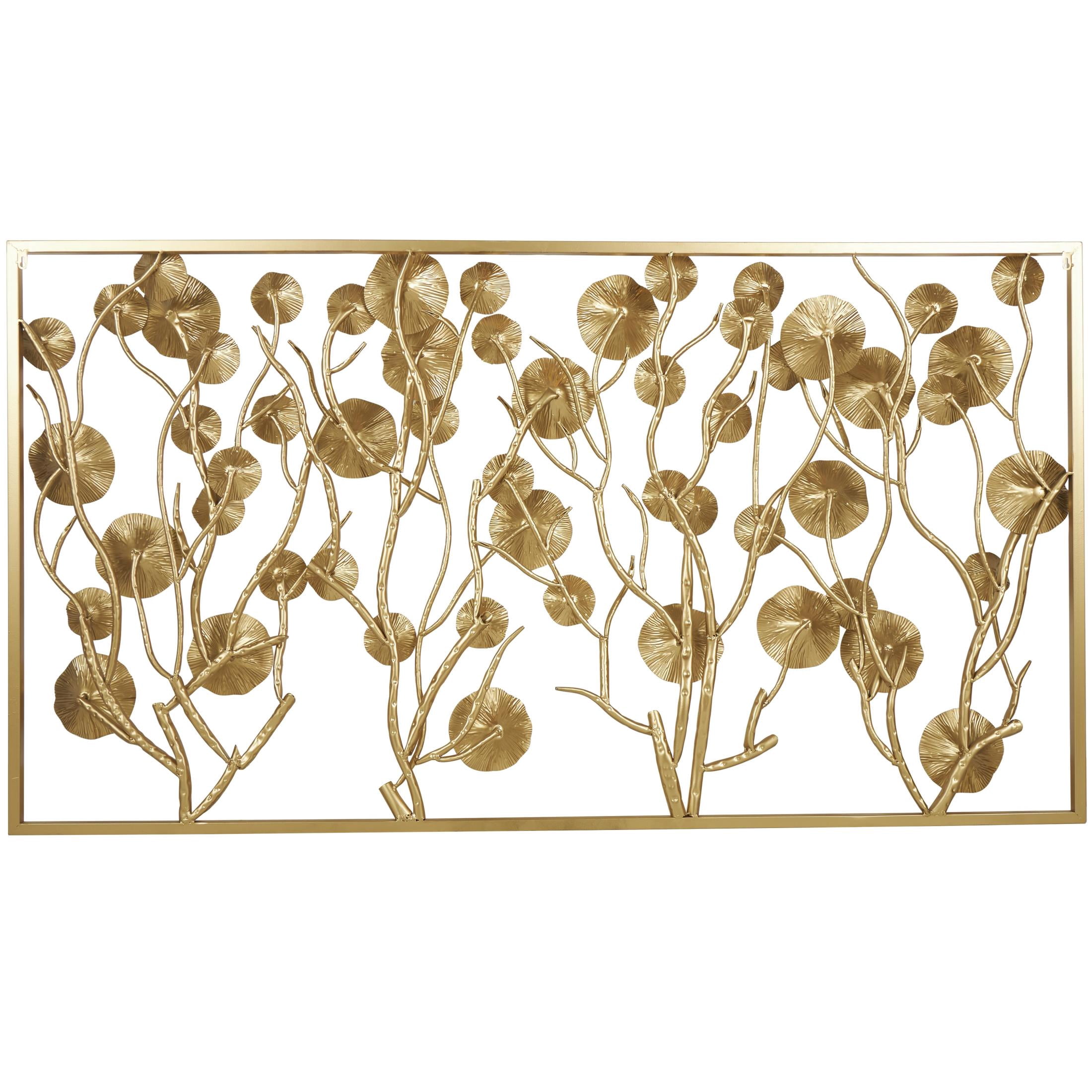 DecMode Gold Metal Dimensional Floral Wall Decor