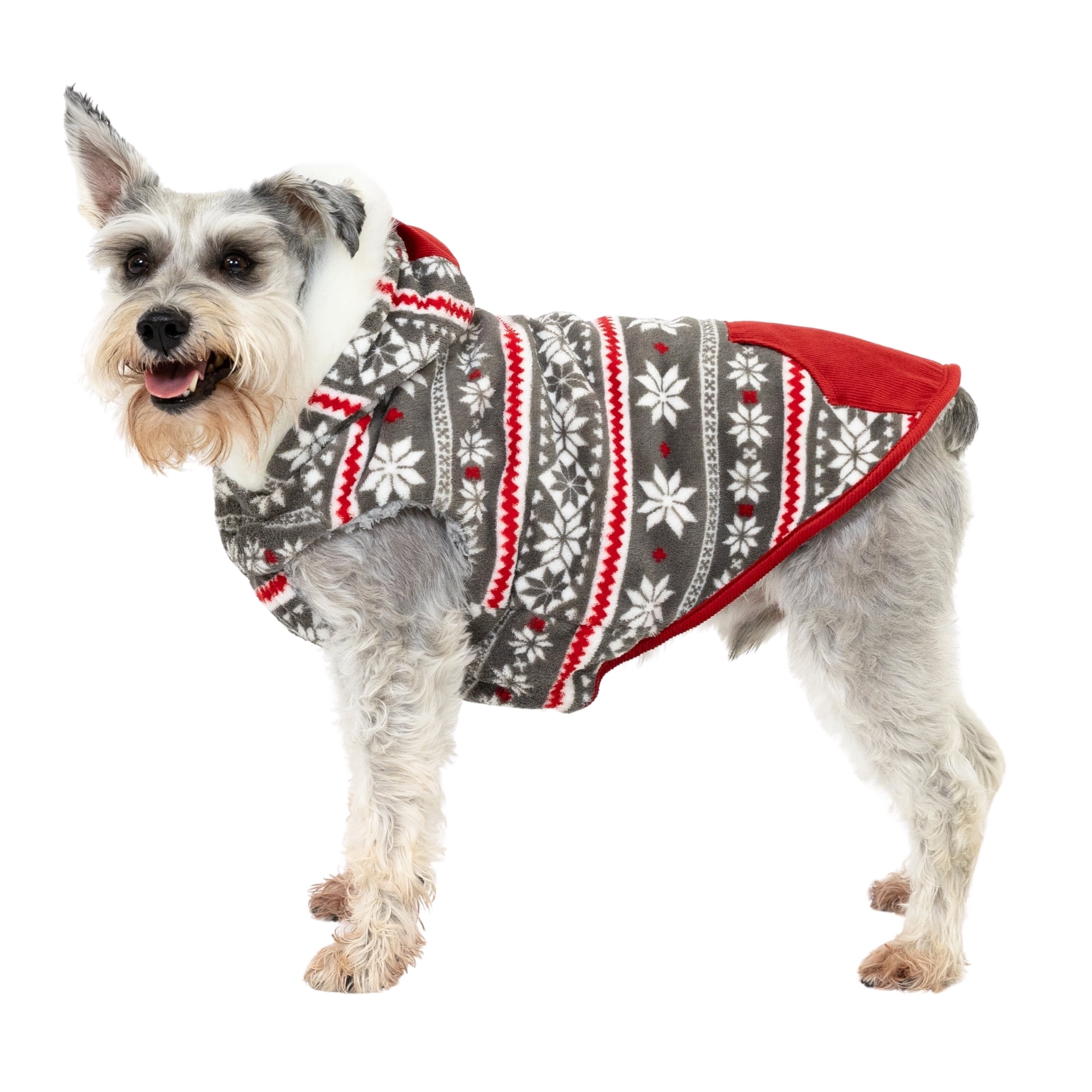Vibrant Life Medium Winter Coat for Dogs, Snowflake Design, Red White