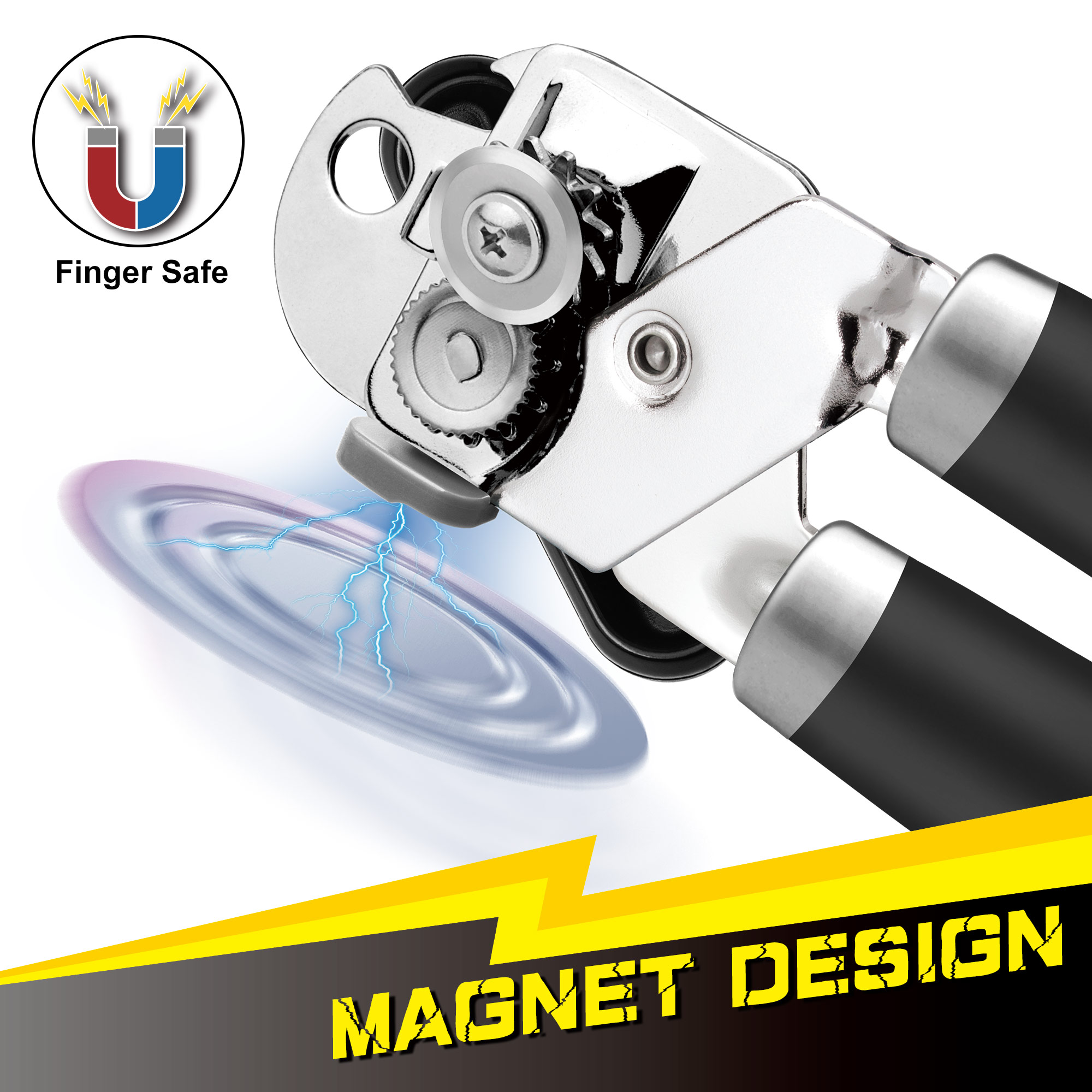 PrinChef Manual Can Opener with Magnet, Black photo 6