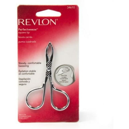 Revlon Slant Tip Scissor Handle Tweezer for Eyebrows Stainless Steel Silver 1 Pack