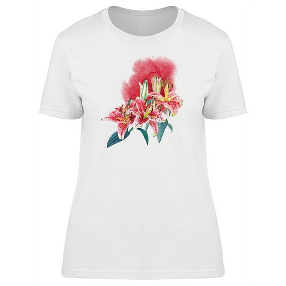 Cute Pink Tropical Loly Flowers T-Shirt Women -Image by Shutterstock, Female Small