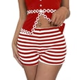 thumbnail image 2 of Women's Summer Striped Elastic Waist Drawstring Casual Shorts for Beach and Outdoor Activities, 2 of 9