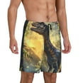 thumbnail image 2 of Kdxio Sunshine Jungle Dinosaur Print Mens Sleep Shorts Bottoms Soft Comfy Pajama Wear Pants with Drawstring Pockets, 2 of 5