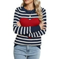 thumbnail image 3 of Women'S Cute Heart Sweater Long Sleeve Crewneck Pullover Ribbed Knit Casual Sweaters Blue & White S, 3 of 8