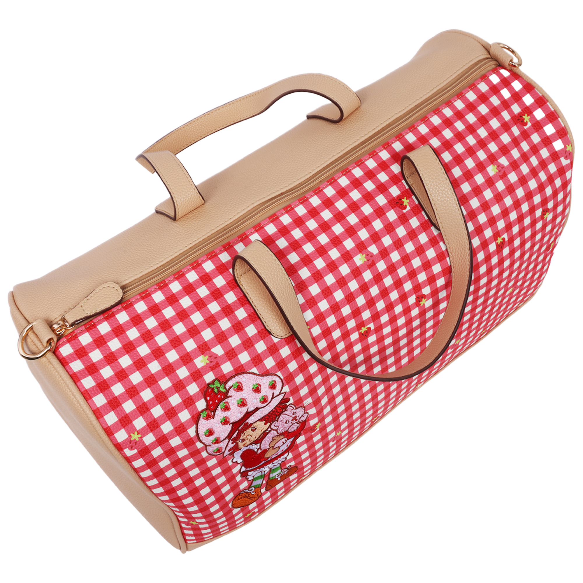 Strawberry Shortcake Weekender Duffel Bag, Vintage Travel Tote for Women, Red Gingham