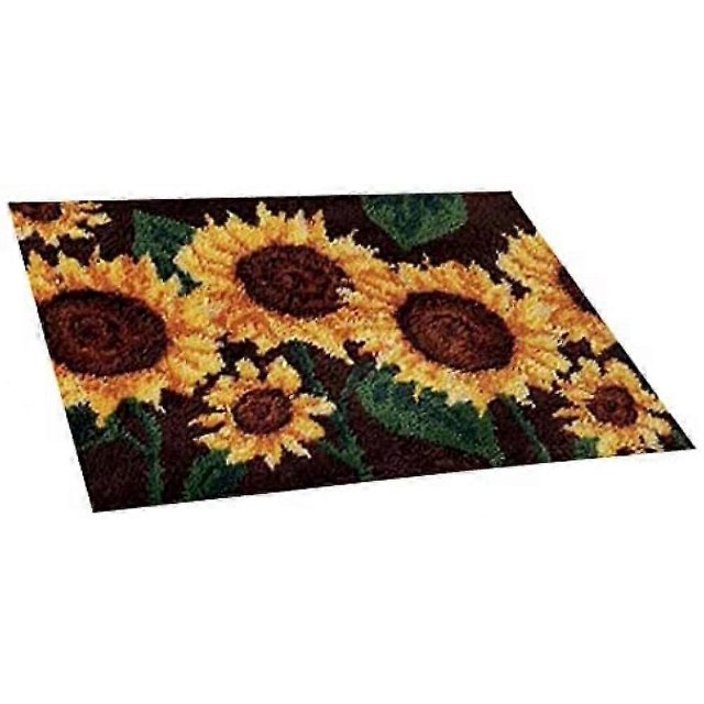 Sunflower Latch Hook Kit DIY Rug Making Kit Sewing Tapestry Kits Crochet Kits Carpet Embroidery Kit Handmade Home Decoration Mats,52X38cm