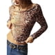 thumbnail image 1 of Blusas de Larga con Hombros Descubiertos y Estampado Floral para Mujer, de Otoño, de , Fruncidas, Ajustadas, Modernas, para Salir Estampado de Leopardo L, 1 of 10