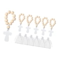 thumbnail image 4 of Crucifijo de rosario de madera con bolsa, centro de mesa conmemorativo para tumba, oración portátil 6 Rosarios 6 Bolsitas, 4 of 7